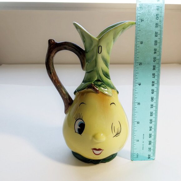 Scarce Vintage Miyao Anthropomorphic Winking Pear Face Cute Oil Cruet RARE - Picture 11 of 13